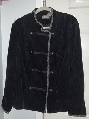 Vents d’ Ailleurs Black Corduroy Military-Style Blazer